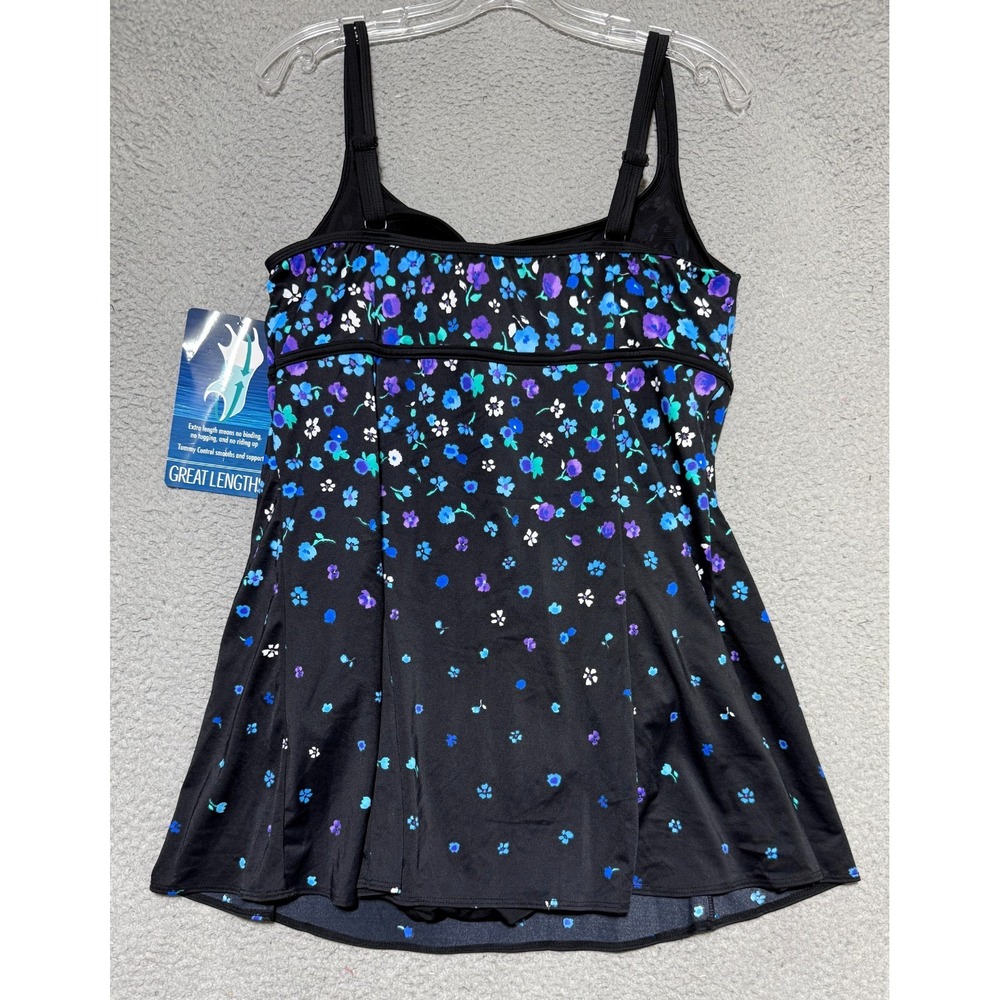 NEW Great Lengths One Piece Swim Dress Size 16 Swimsuit Tummy Control Floral - Picture 4 of 7